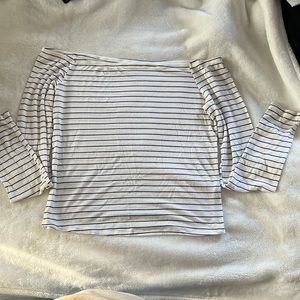 Off the shoulder long sleeve striped top